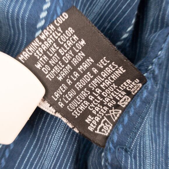 Billabong Factory Distressed Men’s Medium Slim Fit Button-Up Shirt Blue Striped - Picture 7 of 12